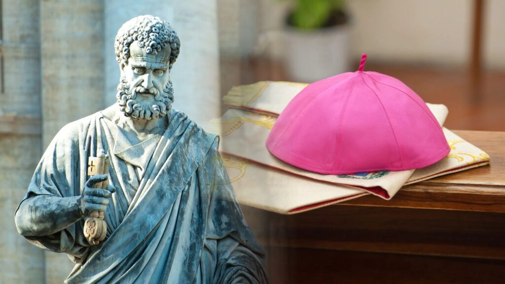 Statue of St. Peter in the Vatican. Image designed in Canva by Jacob Stein.