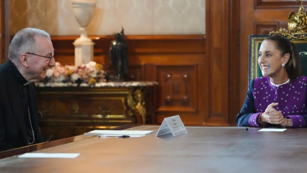 Vatican Secretary of State Cardinal Pietro Parolin meets with Mexican President Claudia Sheinbaum at the National Palace on Aug. 5, 2026. | Credit: Government of Mexico
