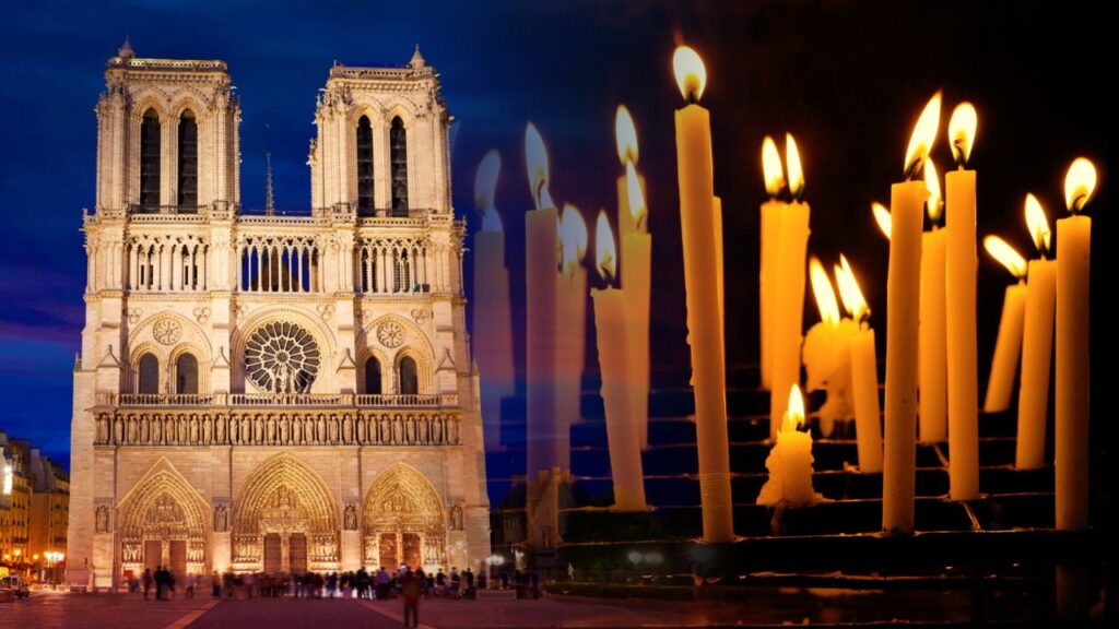 Basilica of Notre Dame in Paris. Image created in Canva by Jacob Stein