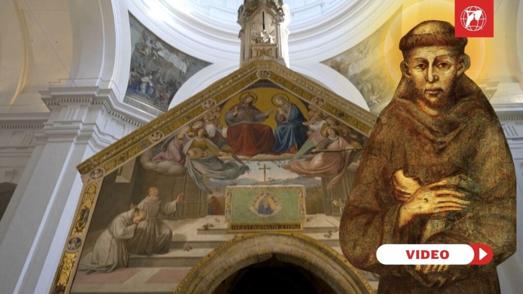 Portiuncula and the Portrait of St. Francis of Assisi. Credit: EWTN Vatican and Jacob Stein, Crux Stationalis.
