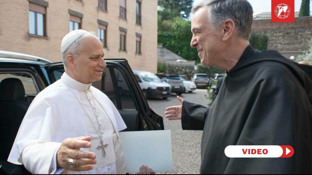 Pope Leo visiting the Augustinianum. Credit: Vatican Media