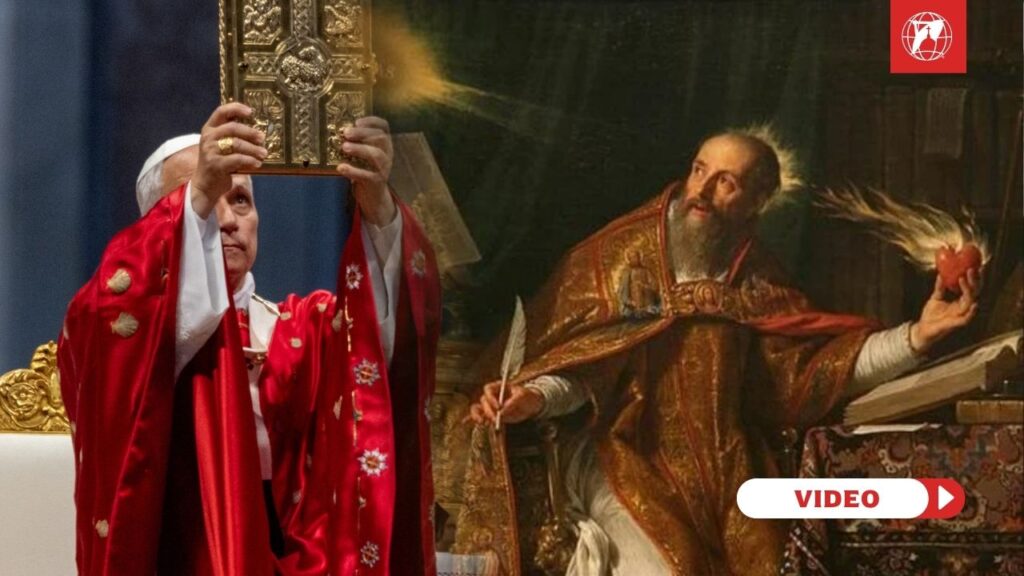 Pope Leo at Pentecost. Credit: Daniel Ibanez | EWTN Vatican. Image created in Canva by Jacob Stein.