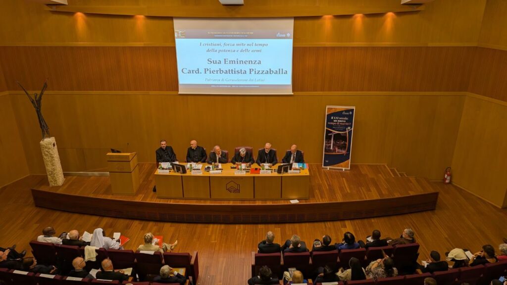 Cardinal Pierbattista Pizzaballa, Latin patriarch of Jerusalem, delivers an address at the conference “The 21st Century: A New Time of Martyrs?” held at the Patristic Institute Augustinianum in Rome from Sept. 15–16, 2026. | Credit: Ishmael Adibuah/EWTN News