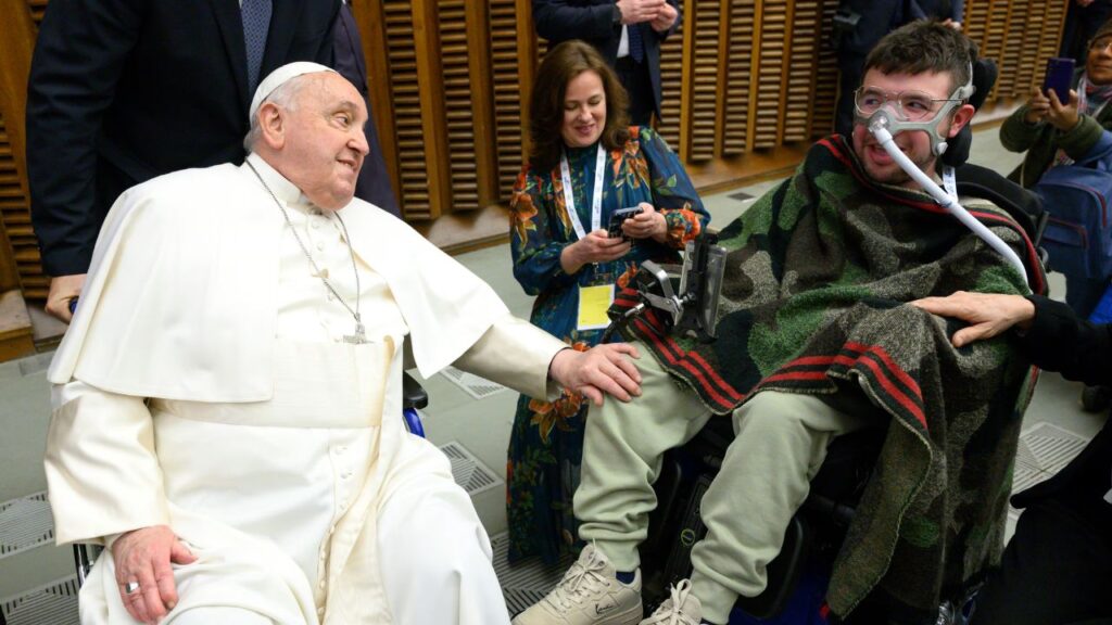 Giacomo Mattivi meets Pope Francis. | Credit: Vatican News