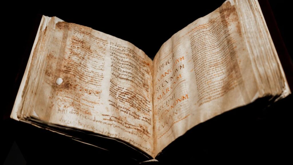 One of the fragments of the sixth-century manuscript venerated as a relic, attributed to the authorship of the Evangelist St. Mark. | Credit: Courtesy of Tseng Kuang Yi