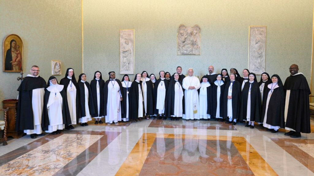 Pope Leo XIV addresses a delegation of the International Commission of Dominican Contemplative Nuns during a private audience at the Apostolic Palace in the Vatican on Sept. 30, 2026. | Credit: Vatican Media