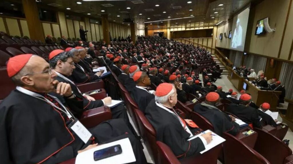 Cardinals meet with Pope Leo XIV in the third session of the consistory on Jan. 8, 2025, at the Vatican. (photo: Vatican Media)