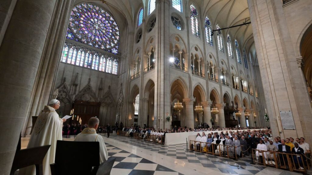 Pope Leo XIV visits Notre-Dame Cathedral in Paris on Sept. 25, 2026 for a celebration of Vespers. | Credit: Vatican Media