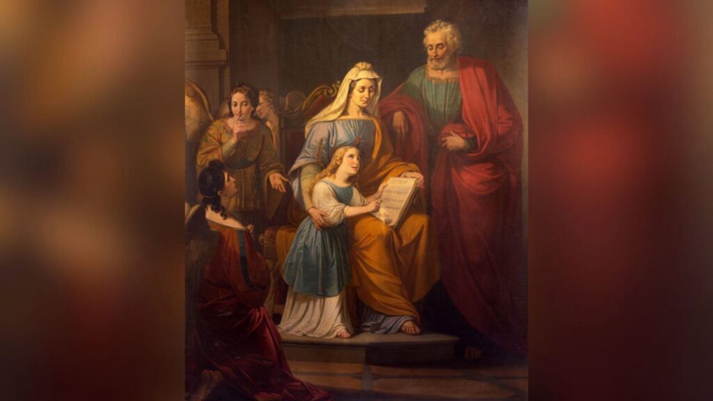 A painting of St. Joachim, the little Virgin Mary, and St. Anne in the Church of San Francesco in Reggio Emilia, Italy. | Credit: Renata Sedmakova/Shutterstock