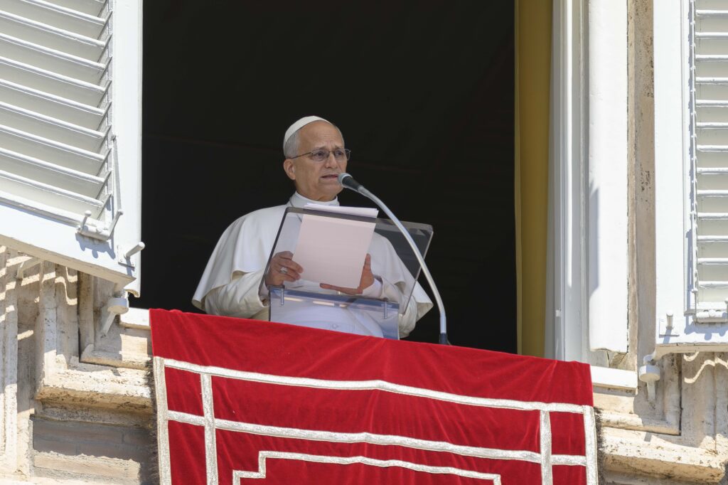 Pope Leo XIV speaks on Sept. 6, 2026, during the weekly Angelus prayer he leads from a window of the apostolic palace. | Credit: Vatican Media