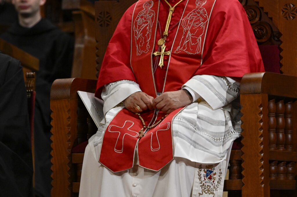 Pope Leo XIV prays with a simple, wooden rosary during a prayer at the Abbey of Our Lady of Montserrat, northwest of Barcelona, Spain, on June 10, 2026. | Credit: Vatican Media