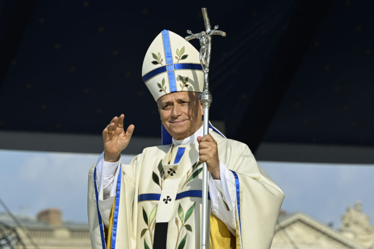 Pope Leo XIV waves to the crowd — estimated at more than 800,000 — at his open-air Mass on Sept. 26, 2026, in Paris. | Credit: Vatican Media