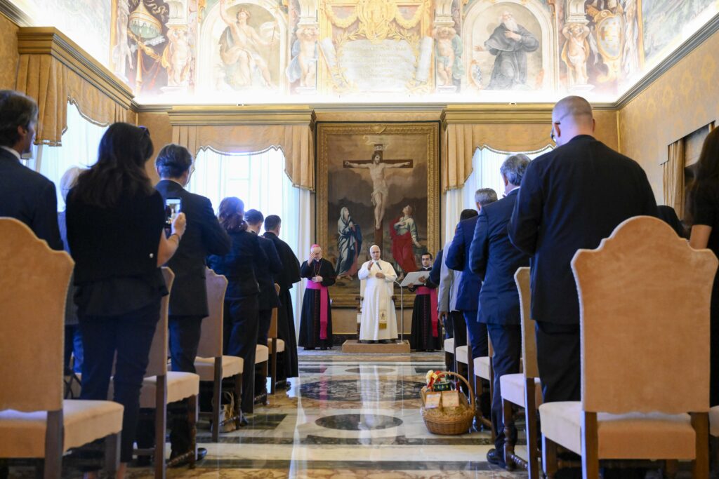 Pope Leo XIV addresses members of the Leo XIV International Study Center at the Vatican on Sept. 18, 2026. | Credit: Vatican Media
