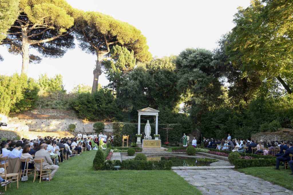 Pope Leo XIV celebrates Mass for the World Day of Prayer for the Care of Creation on Sept. 1, 2026, in the Madonnina Garden of the Borgo Laudato Si’ within the pontifical gardens of Castel Gandolfo. | Credit: Vatican Media