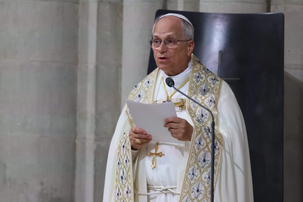 Pope Leo XIV delivers a homily during a celebration of Vespers at Notre-Dame Cathedral in Paris on Sept. 25, 2026. | Credit: Daniel Ibáñez/EWTN News