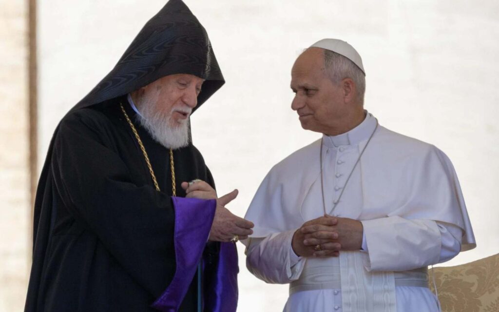 The pope with His Holiness Aram I, Catholicos of the Great House of Cilicia, one of the most prominent figures in Eastern Christianity. | Credit: Daniel Ibañez/EWTN News
