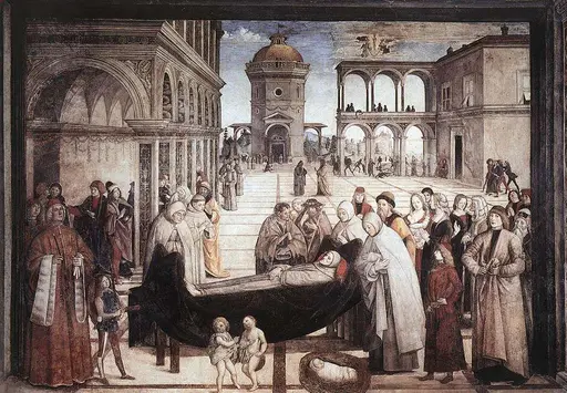 “Death of St. Bernardine,” 1487-89: Fresco by Cappella Bufalini, Santa Maria in Aracoeli, Rome. | Credit: picryl/Public domain