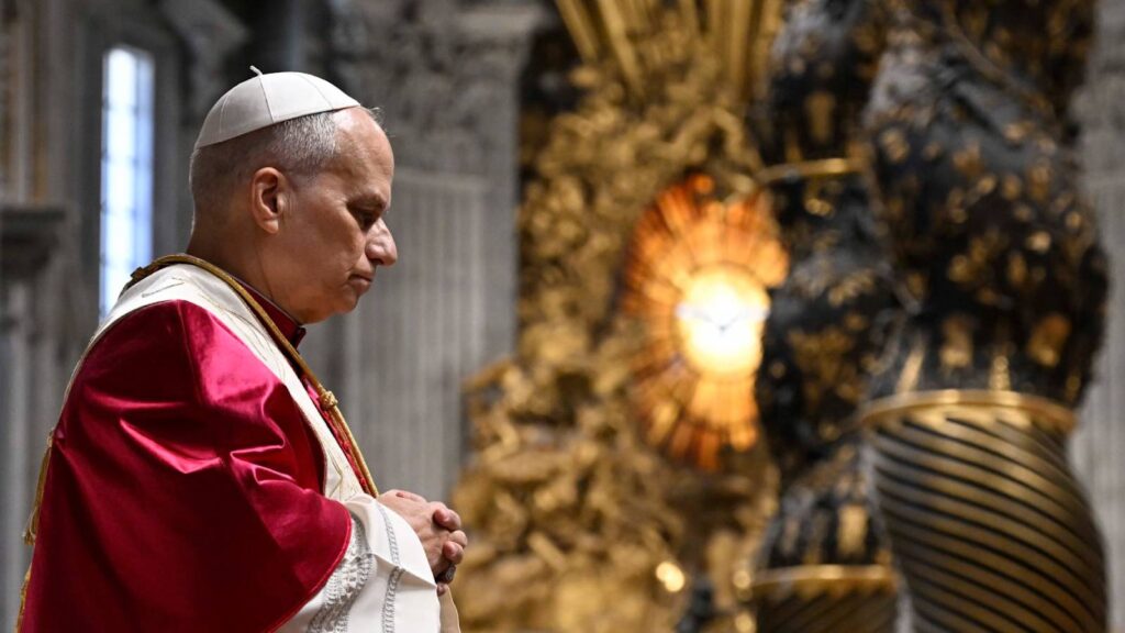 Pope Leo XIV presides over a prayer vigil in St. Peter's Basilica on April 11, 2026. | Credit: Vatican Media