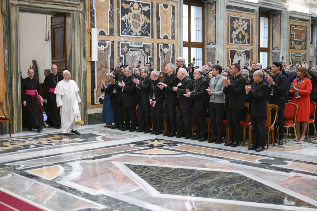 Pope Leo XIV holds an audience at the Vatican with participants in an international congress organized on the occasion of the 150th anniversary of the Faculty of Canon Law of the Pontifical Gregorian University on Oct. 23, 2026. | Credit: Vatican Media