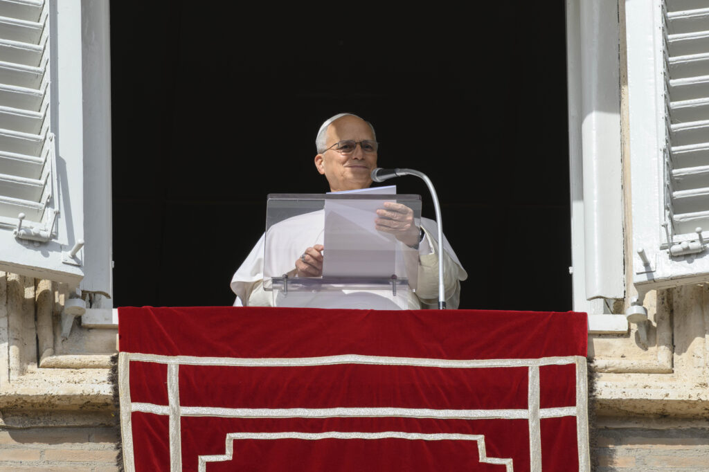 Pope Leo XIV addresses the faithful after leading the Sunday Angelus on Oct. 25, 2026, in St. Peter’s Square at the Vatican. | Credit: Vatican Media