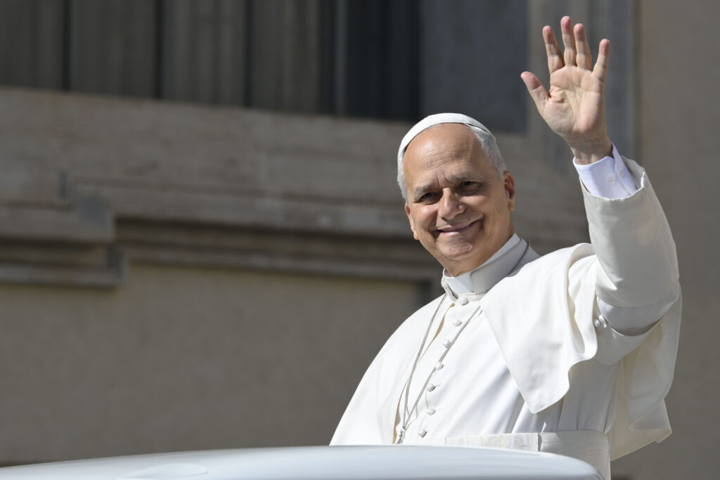 The pope waves in St. Peter's Square on April 29, 2026. | Credit: Vatican Media