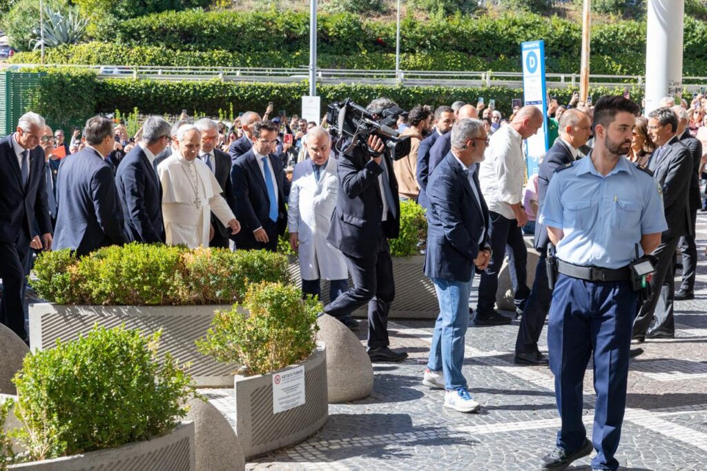 Pope Leo XIV arrives at Gemelli University Hospital in Rome for surgery to remove a lung nodule on Oct. 13, 2026. | Credit: Daniel Ibañez/EWTN News