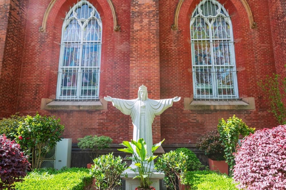 A statue of Christ in the garden of St. Ignatius Cathedral in Xujiahui, Shanghai, the seat of Bishop Joseph Shen Bin. | Credit: Blanscape/Shutterstock